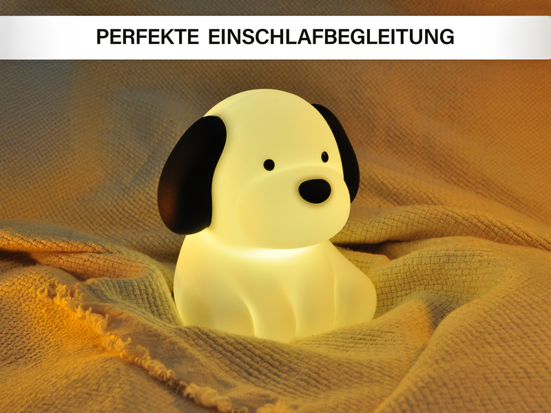 Nachtlicht BENNY BEAGLE per USB aufladbar, dimmbar, 7 Lichtfarben, Höhe 13cm