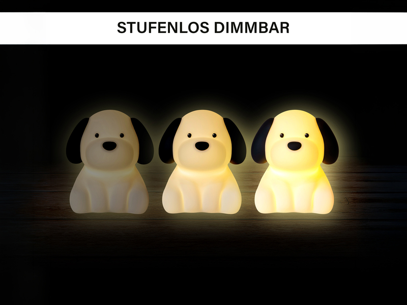 Nachtlicht BENNY BEAGLE per USB aufladbar, dimmbar, 7 Lichtfarben, Höhe 13cm