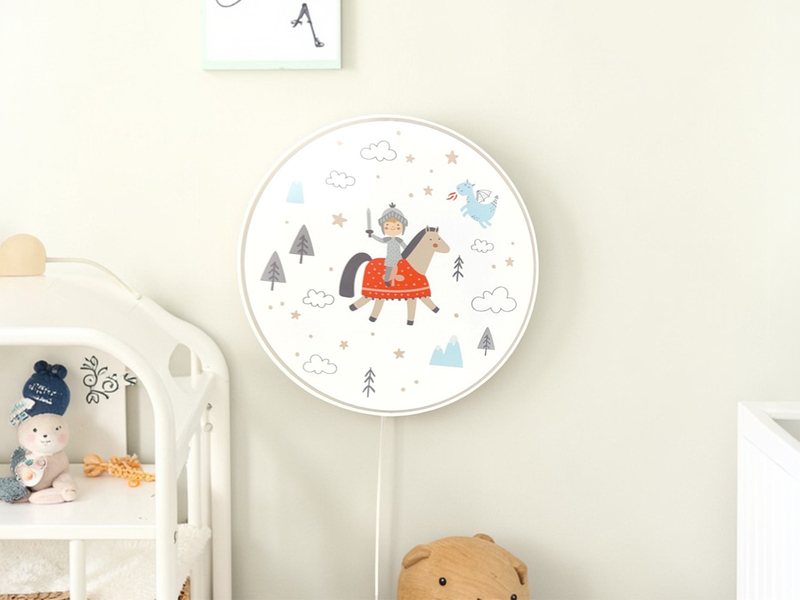Kinderzimmer Wandlampe RITTER THEO mit Kabel, Stecker & Schalter, Ø 25cm