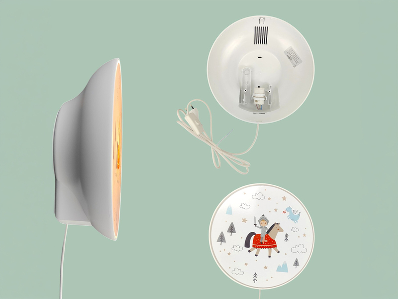 LED Kinderzimmer Wandleuchte dimmbar mit Stecker und Schalter Rittermotiv Ø 25cm