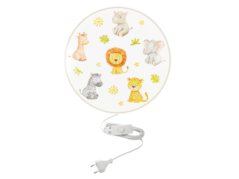 Kinderzimmer Wandlampe LITTLE SAFARI mit Kabel, Stecker & Schalter, Ø 25cm