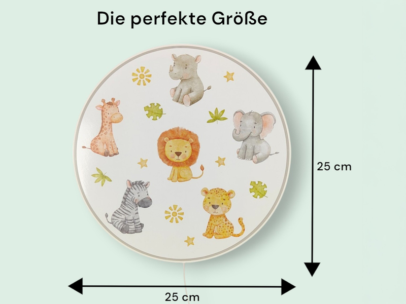 Kinderzimmer Wandlampe LITTLE SAFARI mit Kabel, Stecker & Schalter, Ø 25cm