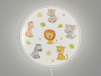Kinderzimmer Wandlampe LITTLE SAFARI mit Kabel, Stecker & Schalter, Ø 25cm
