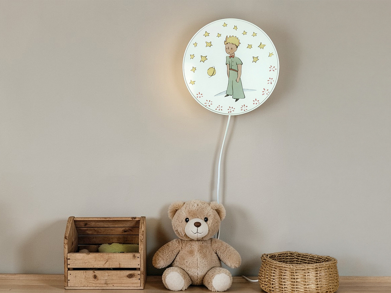 Kinderzimmer Wandlampe PRINZ mit Kabel, Stecker & Schalter, Ø 25cm