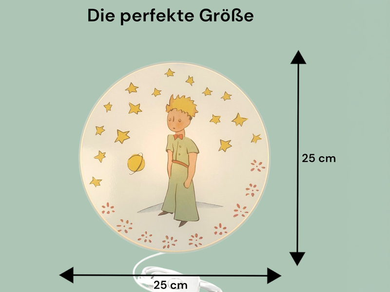 Kinderzimmer Wandlampe PRINZ mit Kabel, Stecker & Schalter, Ø 25cm