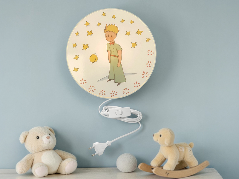 Kinderzimmer Wandlampe PRINZ mit Kabel, Stecker & Schalter, Ø 25cm