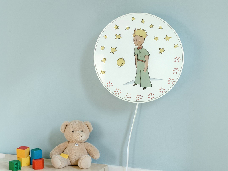 Kinderzimmer Wandlampe PRINZ mit Kabel, Stecker & Schalter, Ø 25cm