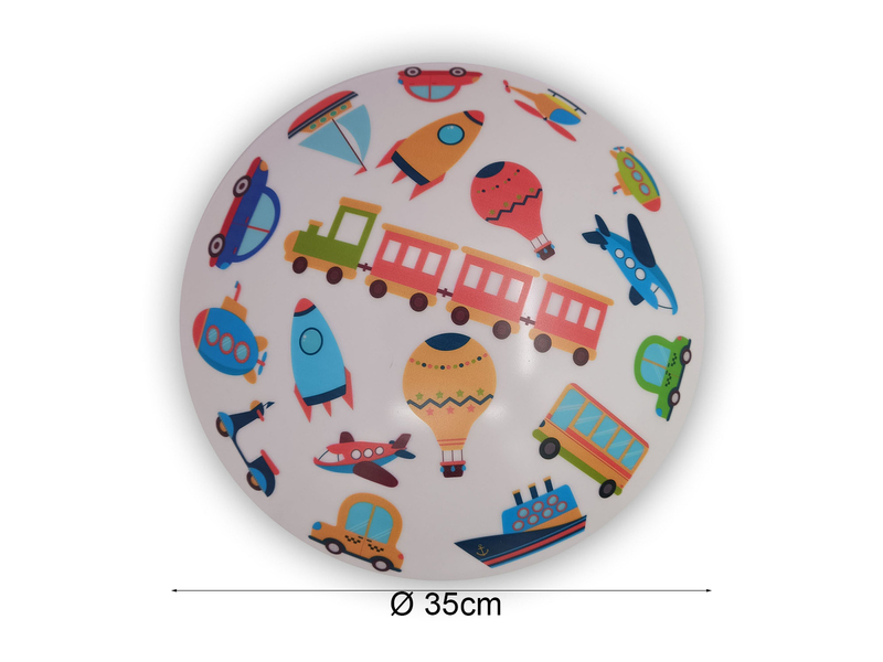Coole LED Deckenleuchte dimmbar mit Fahrzeugen Motiv fürs Kinderzimmer Ø 35cm
