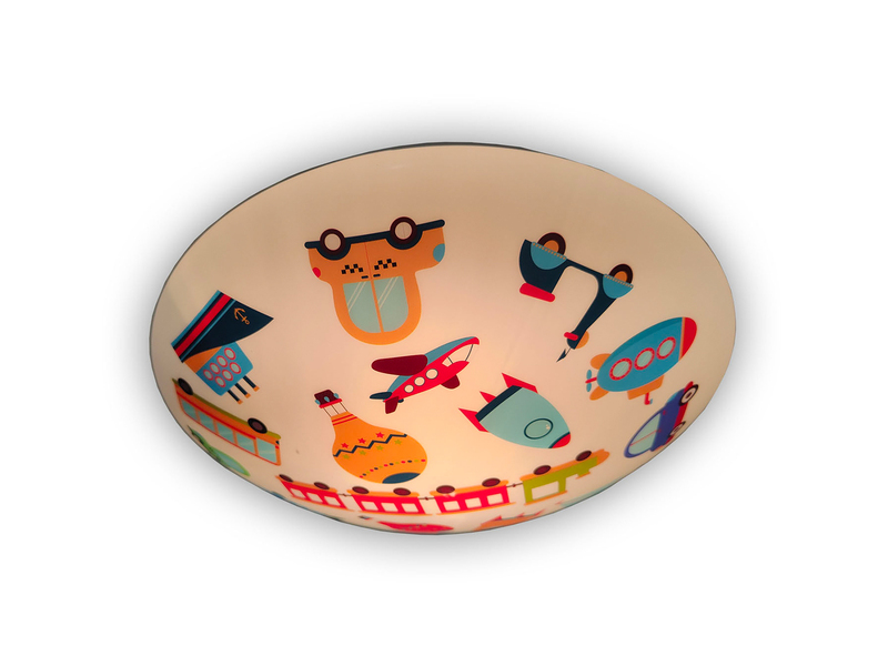 Coole LED Deckenleuchte dimmbar mit Fahrzeugen Motiv fürs Kinderzimmer Ø 35cm