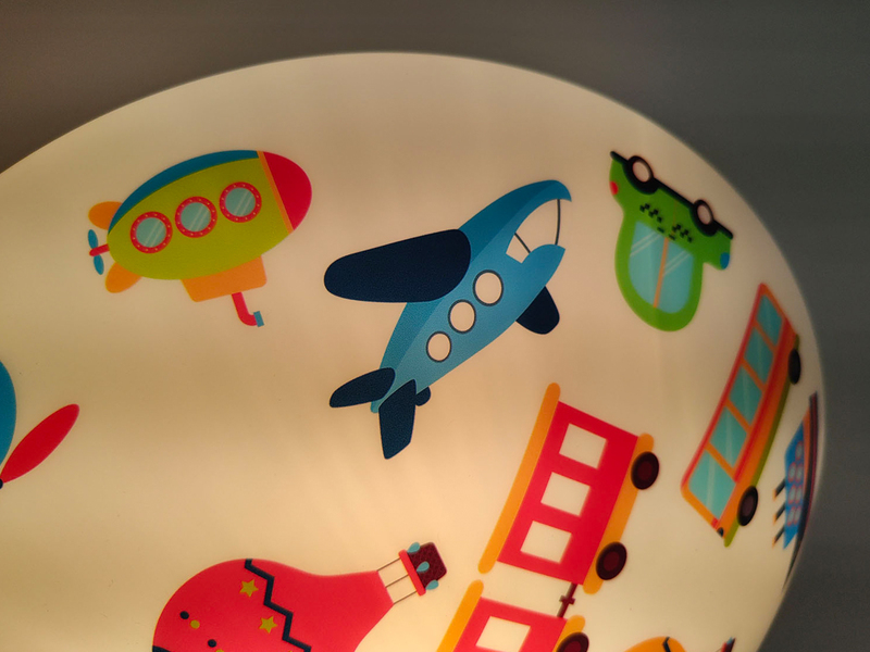 Coole LED Deckenleuchte dimmbar mit Fahrzeugen Motiv fürs Kinderzimmer Ø 35cm