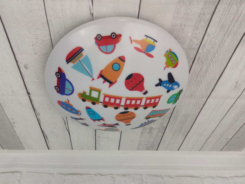 Coole LED Deckenleuchte dimmbar mit Fahrzeugen Motiv fürs Kinderzimmer Ø 35cm