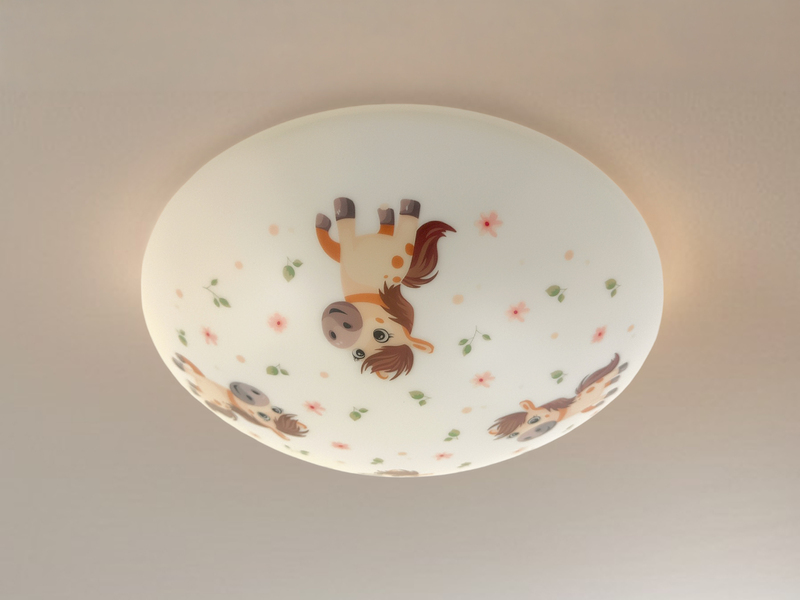 Kinderzimmer Lampe PONY PAULA Deckenlampe Opalweiß & bunt Ø 35cm