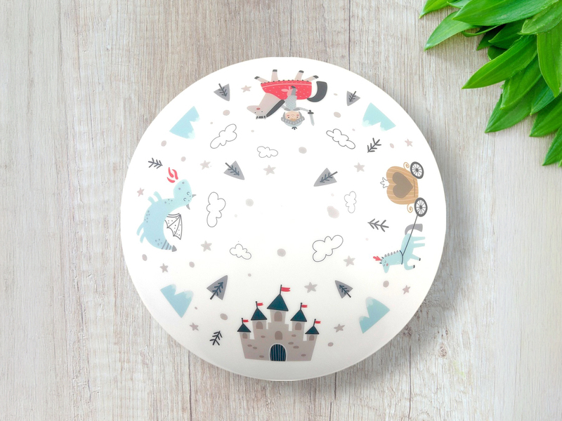 Kinderzimmer Lampe RITTER THEO Deckenlampe Opalweiß & bunt Ø 35cm