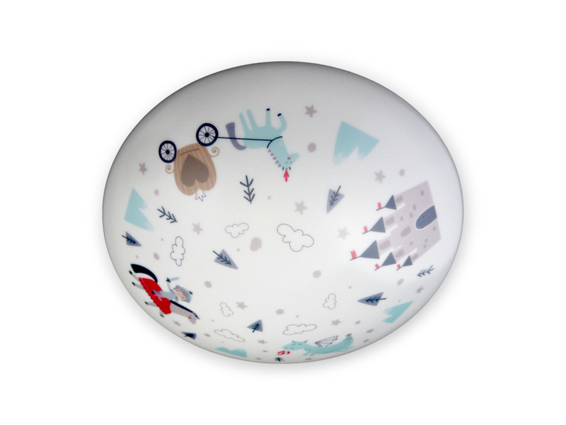 Kinderzimmer Lampe RITTER THEO Deckenlampe Opalweiß & bunt Ø 35cm