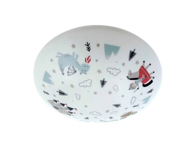 Kinderzimmer Lampe RITTER THEO Deckenlampe Opalweiß & bunt Ø 35cm
