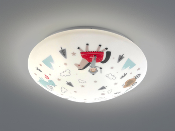 Kinderzimmer Lampe RITTER THEO Deckenlampe Opalweiß & bunt Ø 35cm