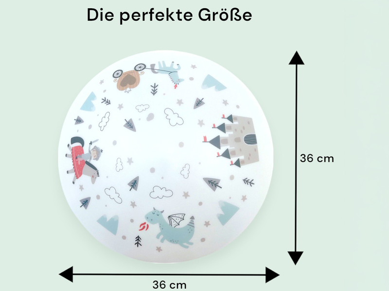 Coole LED Deckenleuchte dimmbar mit Ritter Motiv fürs Kinderzimmer, bunt Ø 35cm