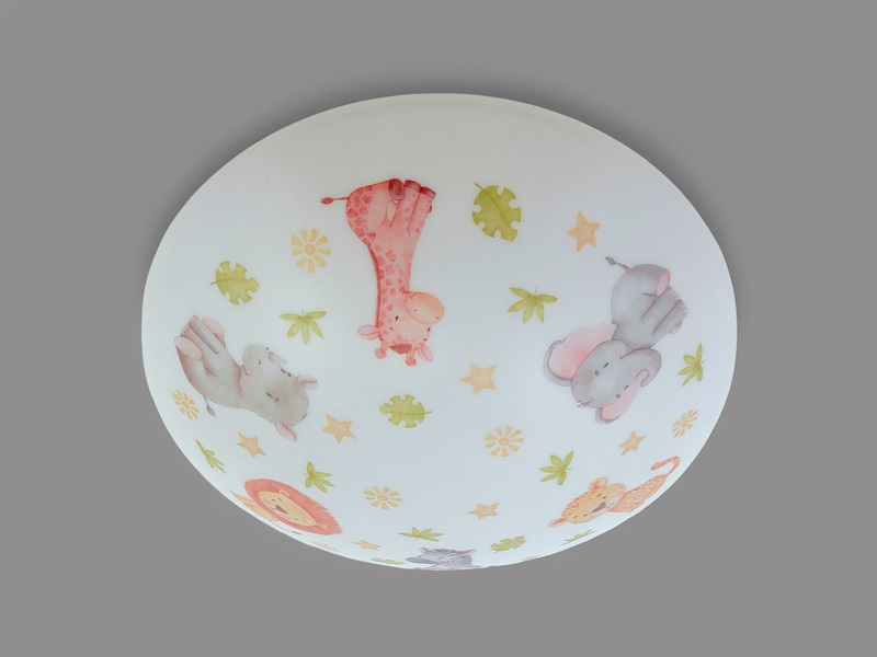 Kinderzimmer Lampe LITTLE SAFARI Deckenlampe Opalweiß & bunt Ø 35cm