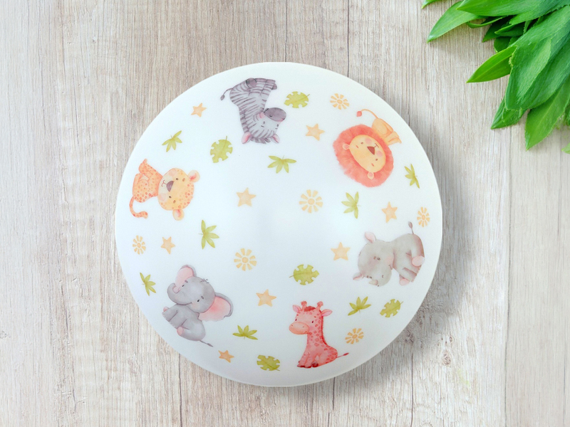Coole LED Deckenleuchte dimmbar mit Safari Motiv fürs Kinderzimmer, bunt Ø 35cm