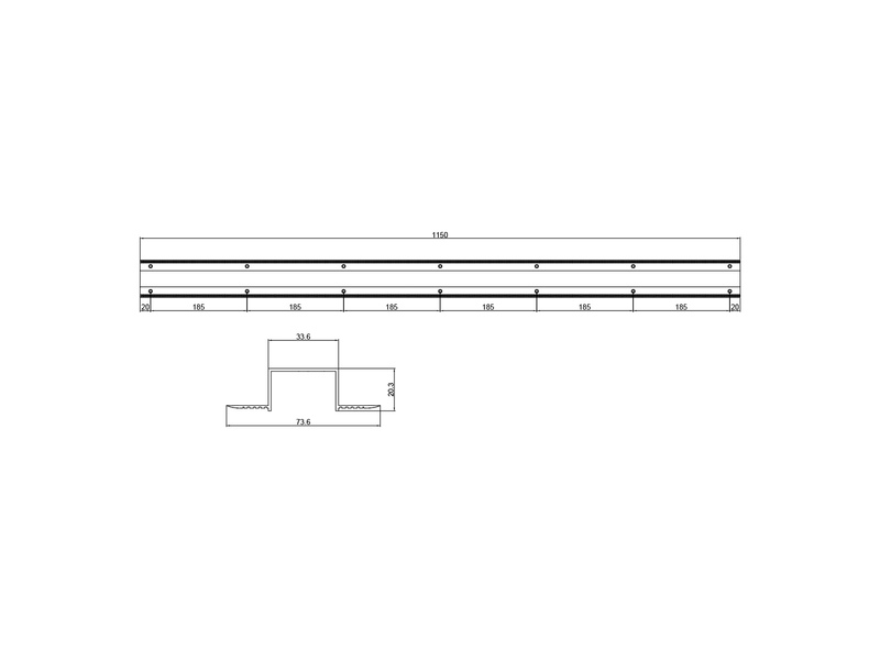 Einputzschiene für DUOline Schienensystem, Aluminium, Länge 115cm
