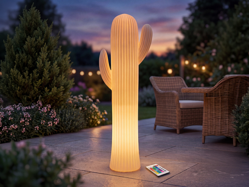 Deko LED RGBW Solarleuchte Kaktus mit Fernbedienung, Höhe 110cm