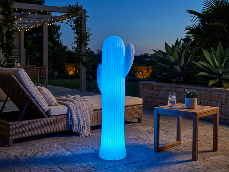 Deko LED RGBW Solarleuchte Kaktus mit Fernbedienung, Höhe 110cm
