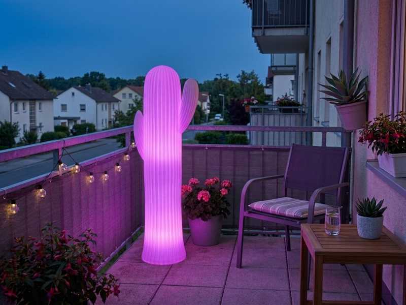 Deko LED RGBW Solarleuchte Kaktus mit Fernbedienung, Höhe 110cm