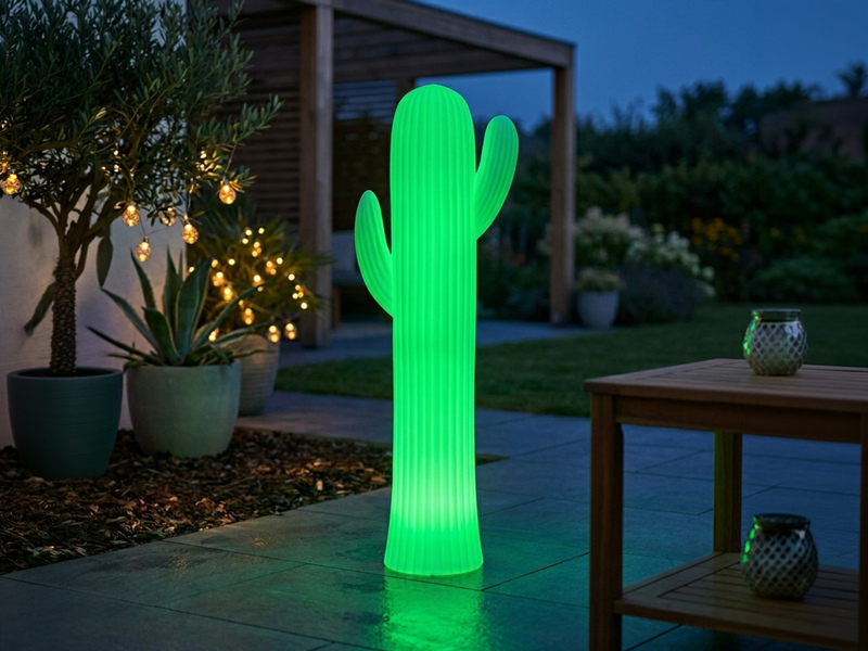 Deko LED RGBW Solarleuchte Kaktus mit Fernbedienung, Höhe 110cm