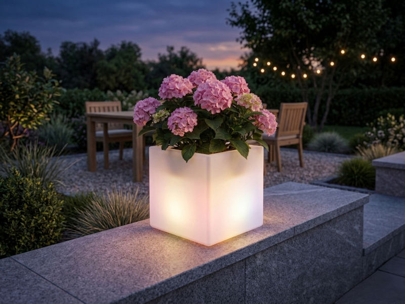 LED Solar Blumentopf mit RGBW Farbwechsel & Fernbedienung, 35x35cm