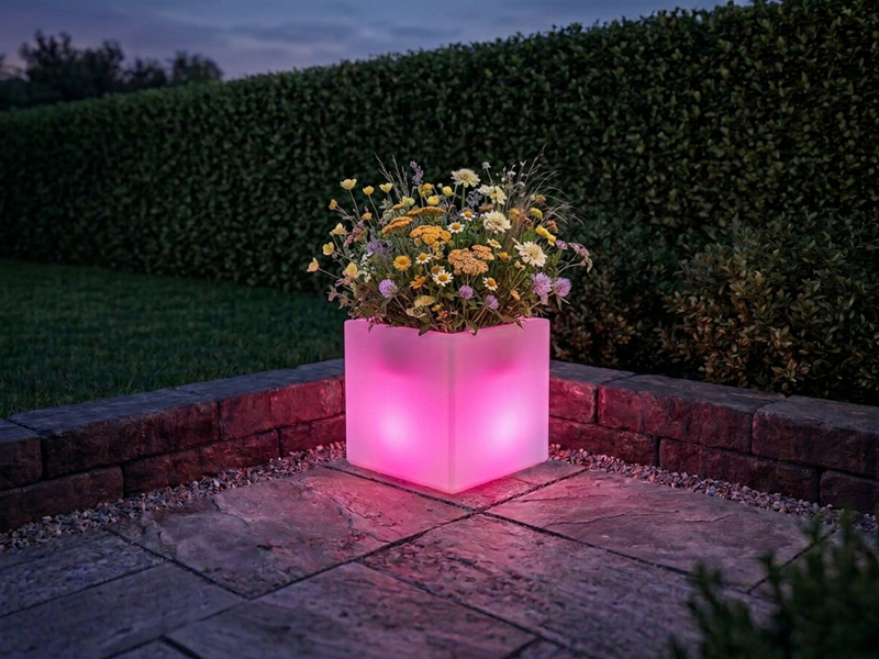 LED Solar Blumentopf mit RGBW Farbwechsel & Fernbedienung, 35x35cm
