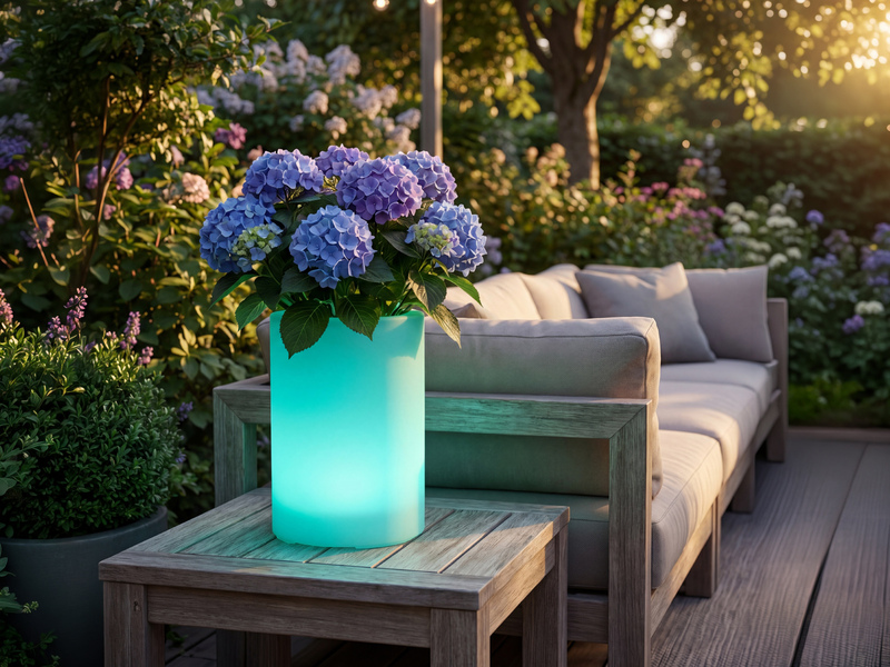 LED Solar Blumentopf mit RGBW Farbwechsel & Fernbedienung, Höhe 30cm