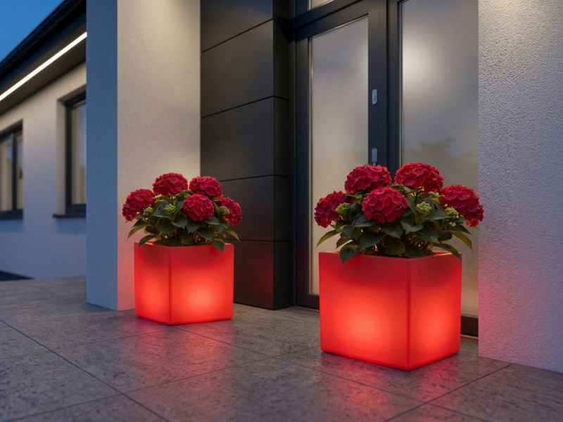 2er Set LED Solar Blumentopf mit RGBW Farbwechsel & Fernbedienung, 35x35cm