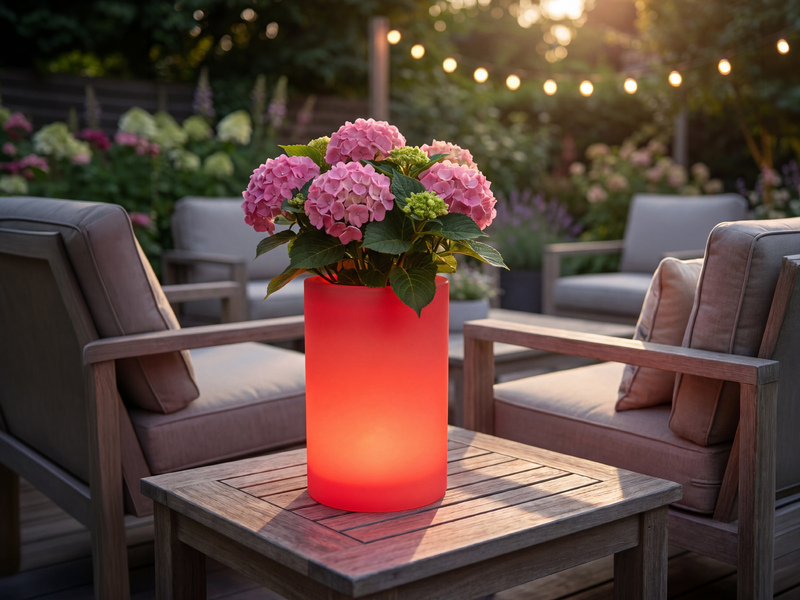 2er Set LED Solar Blumentopf mit RGBW Farbwechsel & Fernbedienung, Höhe 30cm