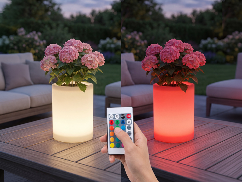 2er Set LED Solar Blumentopf mit RGBW Farbwechsel & Fernbedienung, Höhe 30cm