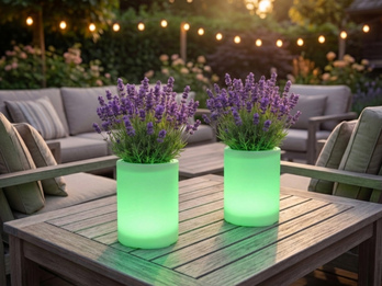 2er Set LED Solar Blumentopf mit RGBW Farbwechsel & Fernbedienung, Höhe 30cm