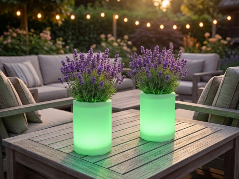 2er Set LED Solar Blumentopf mit RGBW Farbwechsel & Fernbedienung, Höhe 30cm