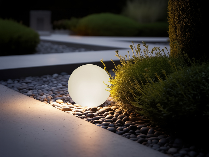 Deko LED RGBW Solar Kugelleuchte Outdoor mit Fernbedienung, Höhe 28cm