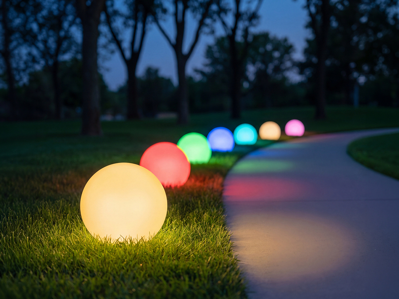 Deko LED RGBW Solar Kugelleuchte Outdoor mit Fernbedienung, Höhe 28cm