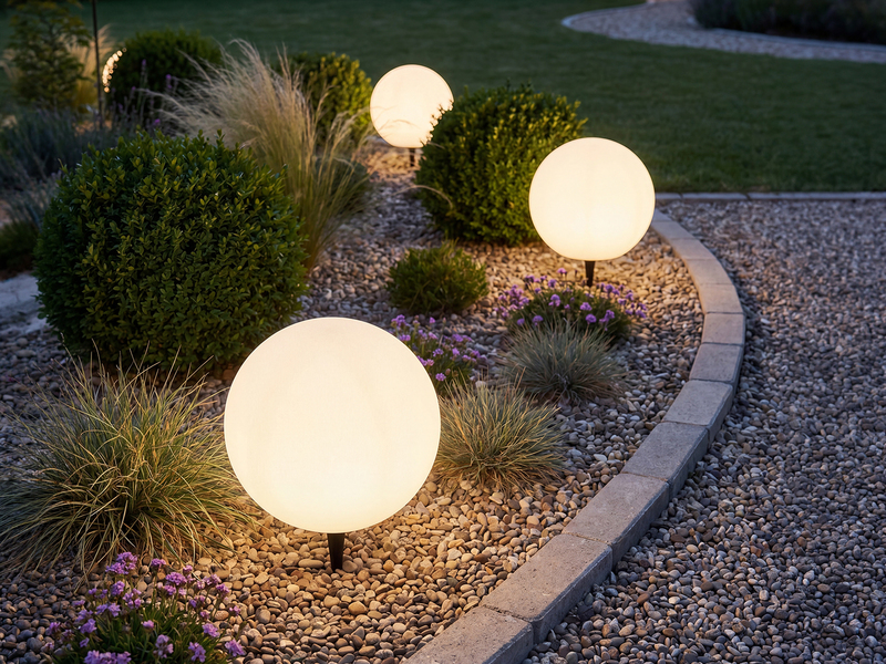 Deko LED RGBW Solar Kugelleuchte Outdoor mit Fernbedienung, Höhe 28cm