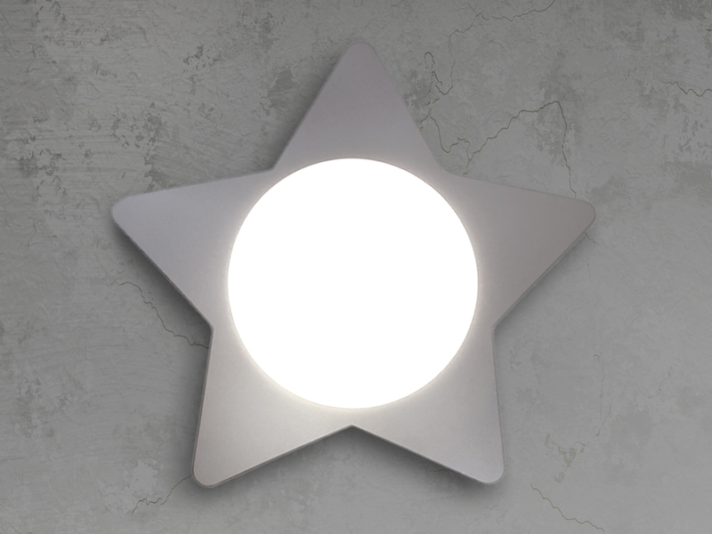 Deckenleuchte Stern fürs Kinderzimmer mit Holz in Silber, Ø 53cm & E27 LED