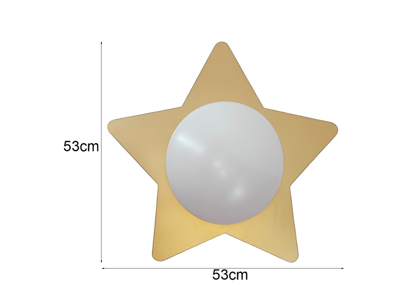 Deckenleuchte Stern fürs Kinderzimmer mit Holz in Gold, Ø 53cm & E27 LED