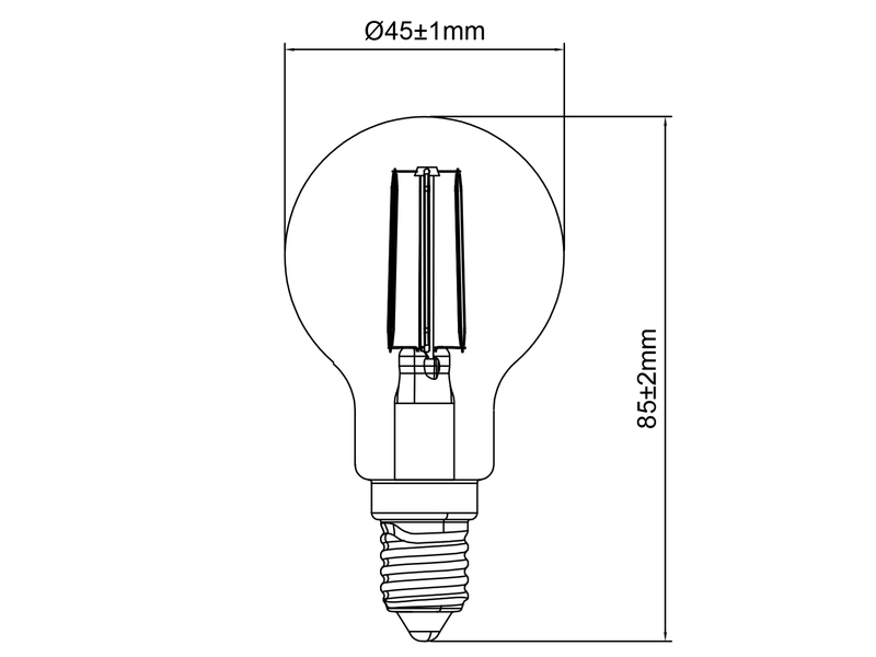 E14 LED - 2,5 Watt, 450 Lumen, 3000K warmweiß, Ø 4,5cm, nicht dimmbar