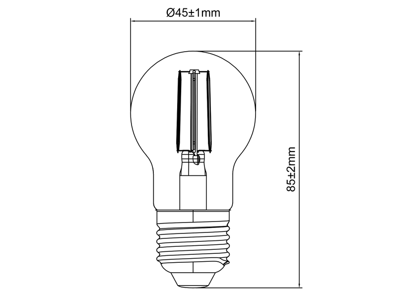 E27 LED - 2,9 Watt, 500 Lumen, 3000K warmweiß, Ø 4,5cm, nicht dimmbar
