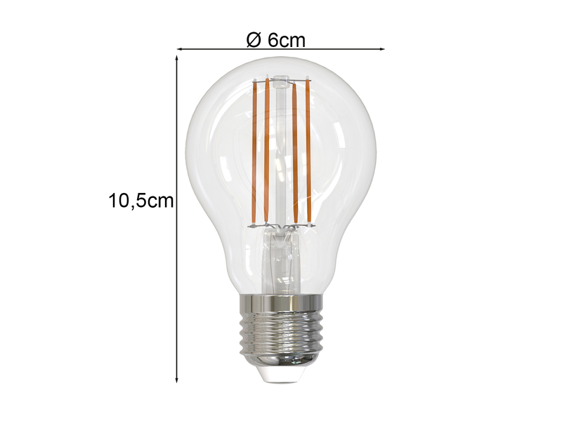 E27 Filament LED - 3,8 Watt, 806 Lumen, 3000K warmweiß, Ø 6cm, nicht dimmbar