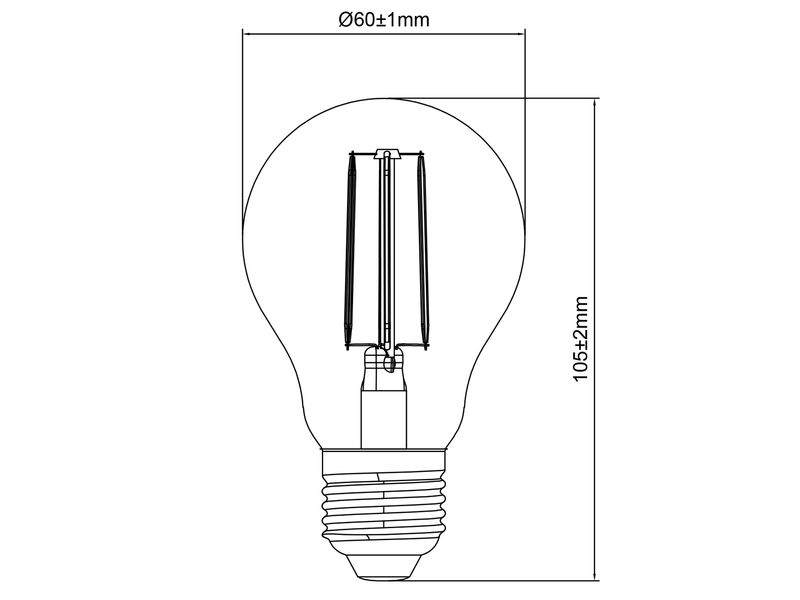 E27 Filament LED - 3,8 Watt, 806 Lumen, 3000K warmweiß, Ø 6cm, nicht dimmbar