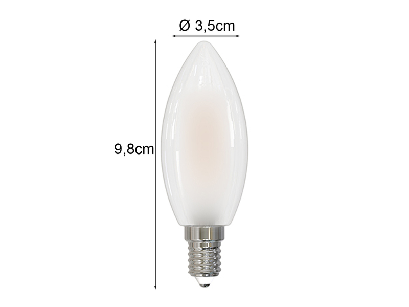 E14 Filament LED - 2,9 Watt, 470 Lumen, 4000K neutralweiß Ø 3,5cm extern dimmbar