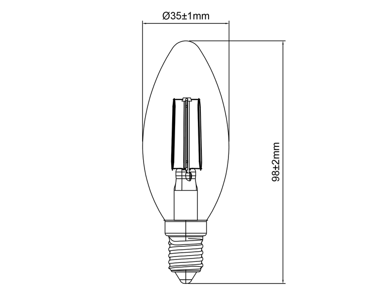 E14 Filament LED - 2,9 Watt, 470 Lumen, 4000K neutralweiß Ø 3,5cm extern dimmbar