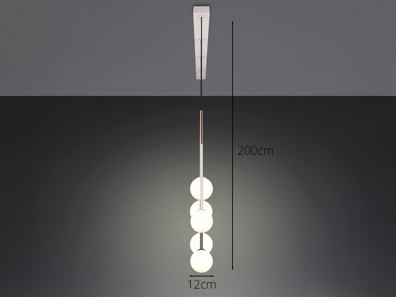 Pendelleuchte FIRANO mehrfarbig 5-flammig mit Glaskugeln, Breite 107cm