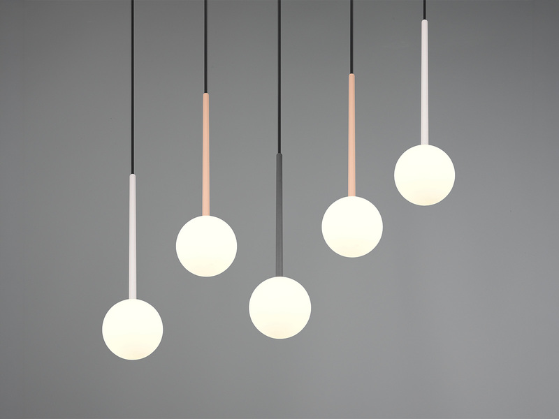 Pendelleuchte FIRANO mehrfarbig 5-flammig mit Glaskugeln, Breite 107cm