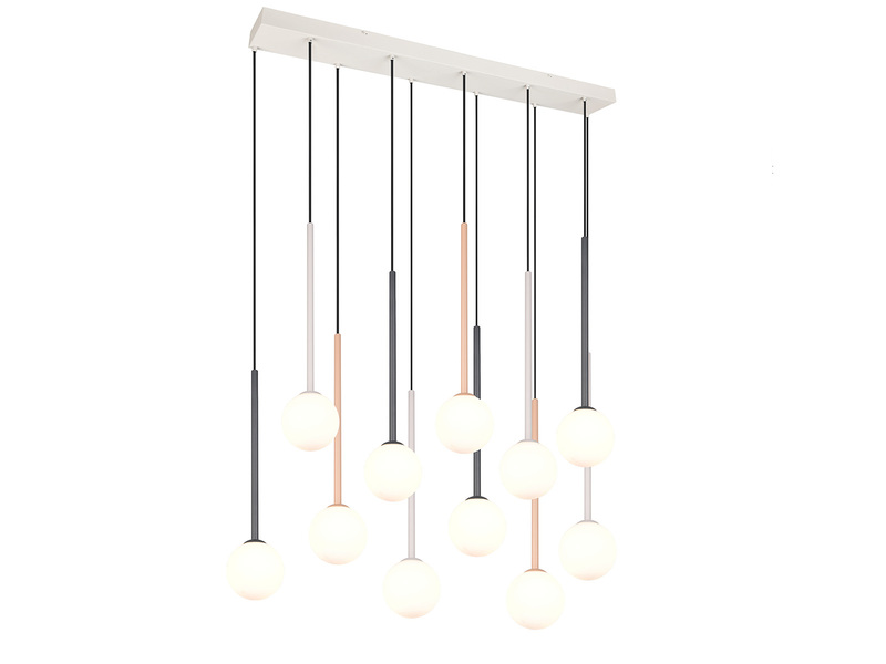 Pendelleuchte FIRANO mehrfarbig 11-flammig mit Glaskugeln, Breite 129cm